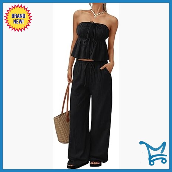 Cotton Tube Top and Pant Set XS Summer Travel Lounge Outfit